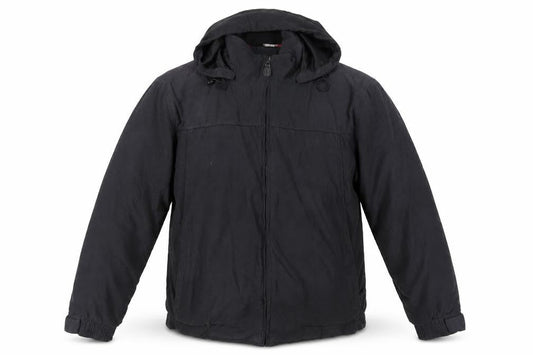 Front view of Maine New England Black Parka Jacket for Men, size L