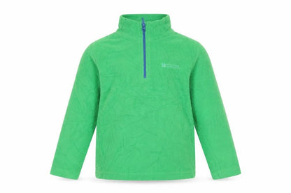 Front view of Mountain Warehouse boys’ green 5-6 yrs fleece half zip sweatshirt