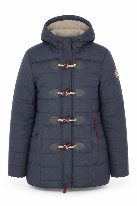 Superdry Women's Blue Duffle Coat Size L Winter Hooded