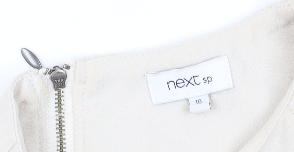 Next Women's Beige Short Shift Dress Size 10