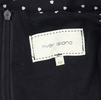 River Island Women’s Black Polka Dot A-Line Dress