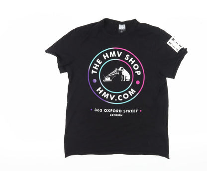 Amplified Black Graphic T-Shirt Unisex S Casual Style