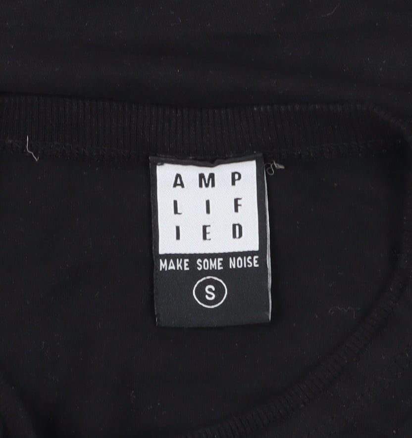 Amplified Black Graphic T-Shirt Unisex S Casual Style