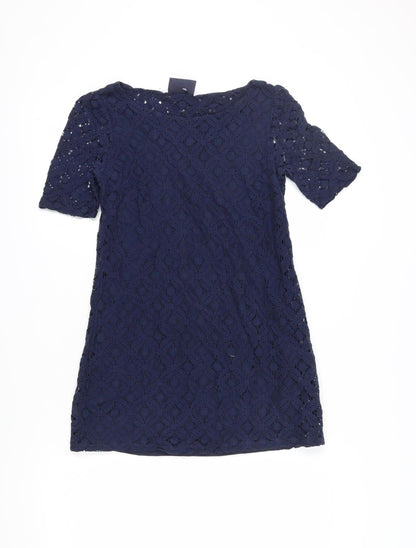 Next Women's Blue Lace Shift Dress Size 8