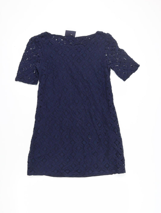 Next Women's Blue Lace Shift Dress Size 8