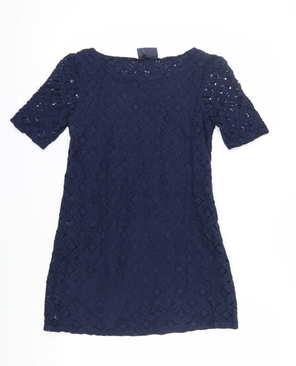 Next Women's Blue Lace Shift Dress Size 8
