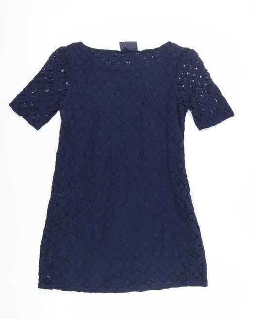 Next Women's Blue Lace Shift Dress Size 8
