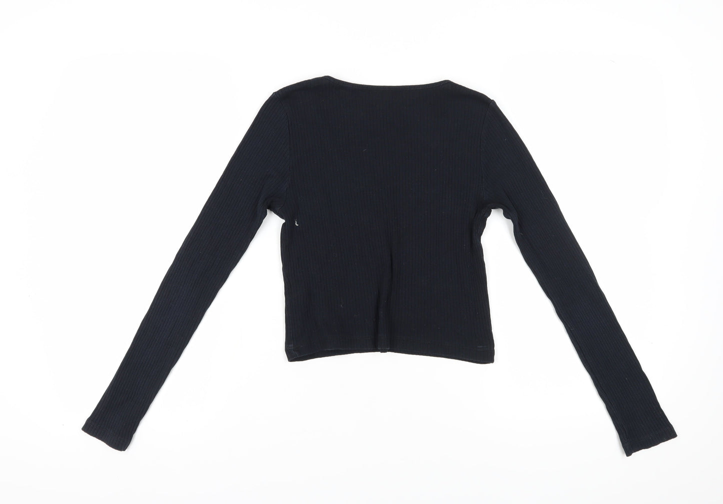 Womens UK Size 10 Topshop Black Cropped T-Shirt