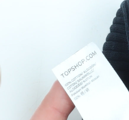 Womens UK Size 10 Topshop Black Cropped T-Shirt