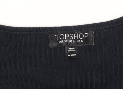 Womens UK Size 10 Topshop Black Cropped T-Shirt