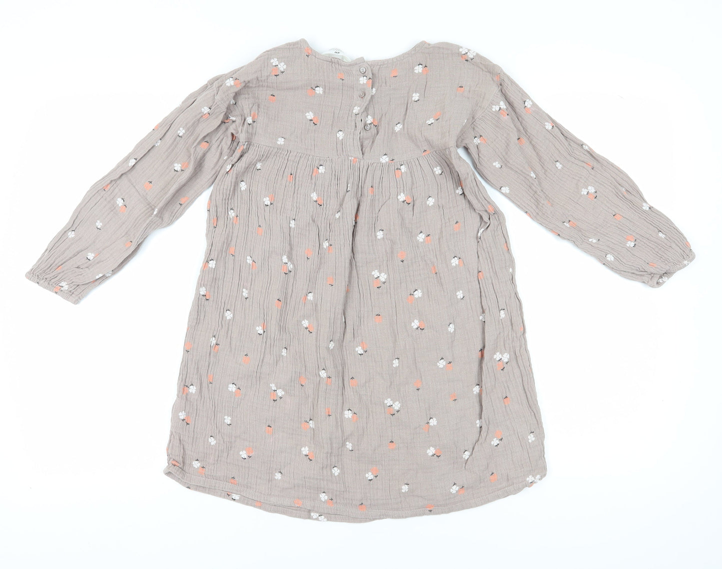 H&M Girls Beige Floral Fit & Flare Dress, Size 10 Years