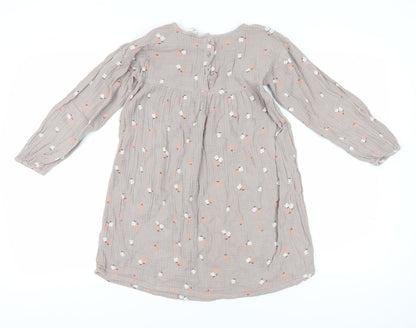 H&M Girls Beige Floral Fit & Flare Dress, Size 10 Years