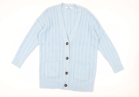 Very Women's Blue V-Neck Cardigan, Size M, Wool Blend