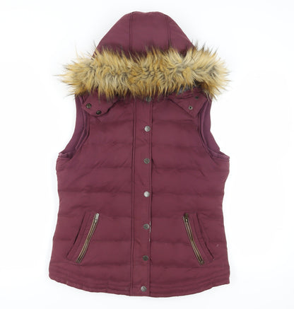 Fatface Women's Red Hooded Puffer Waistcoat Size 12