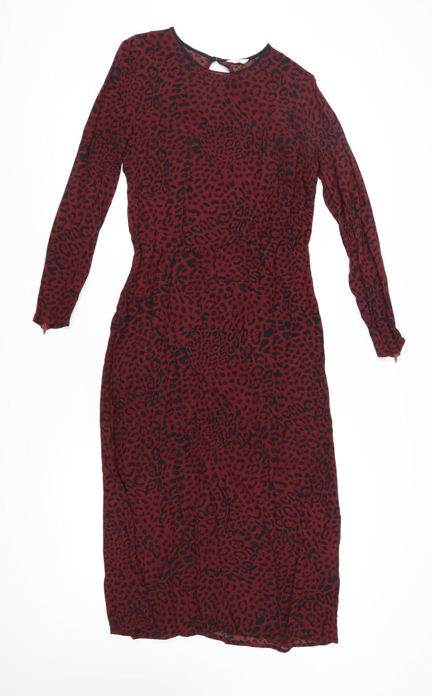 Hush Women’s Red Animal Print Midi Dress Size 8