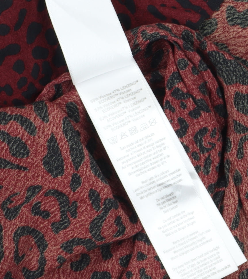 Hush Women’s Red Animal Print Midi Dress Size 8