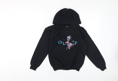 Disney Girls Black Olaf Hoodie S Pullover Graphic