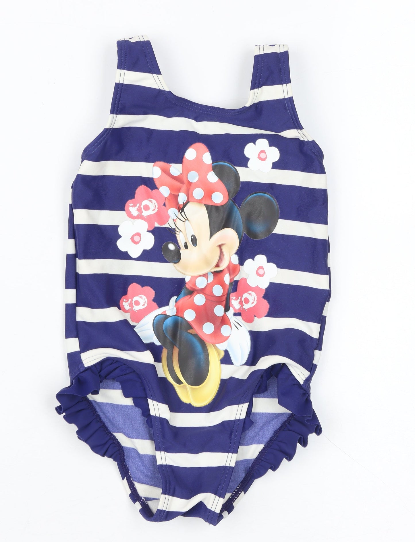 Disney Girls Blue Striped Minnie Mouse One Piece Swimwear