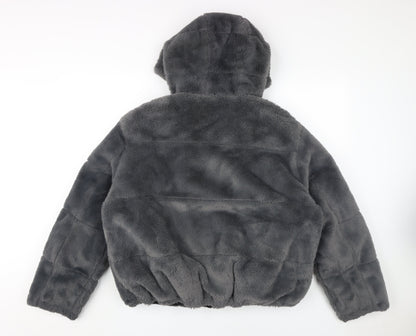 New Look Grey Women's Hooded Puffer Jacket M