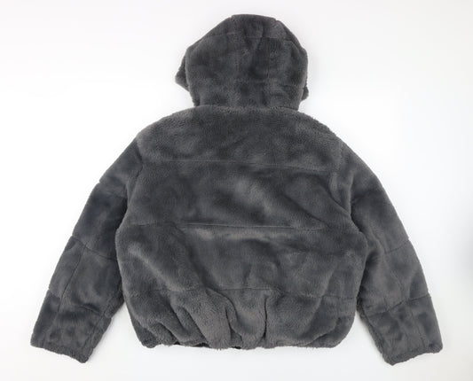 New Look Grey Women's Hooded Puffer Jacket M