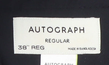 Marks and Spencer Men's Black Regular Trousers 38