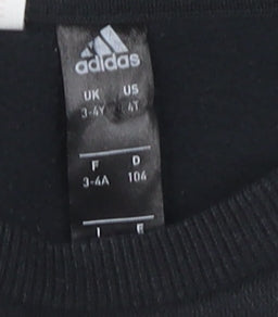 Adidas Boys Black Sweatshirt Size 3-4 Years, Logo Design