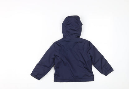 Back view of DKNY boys’ blue basic hooded jacket, size 2, years
