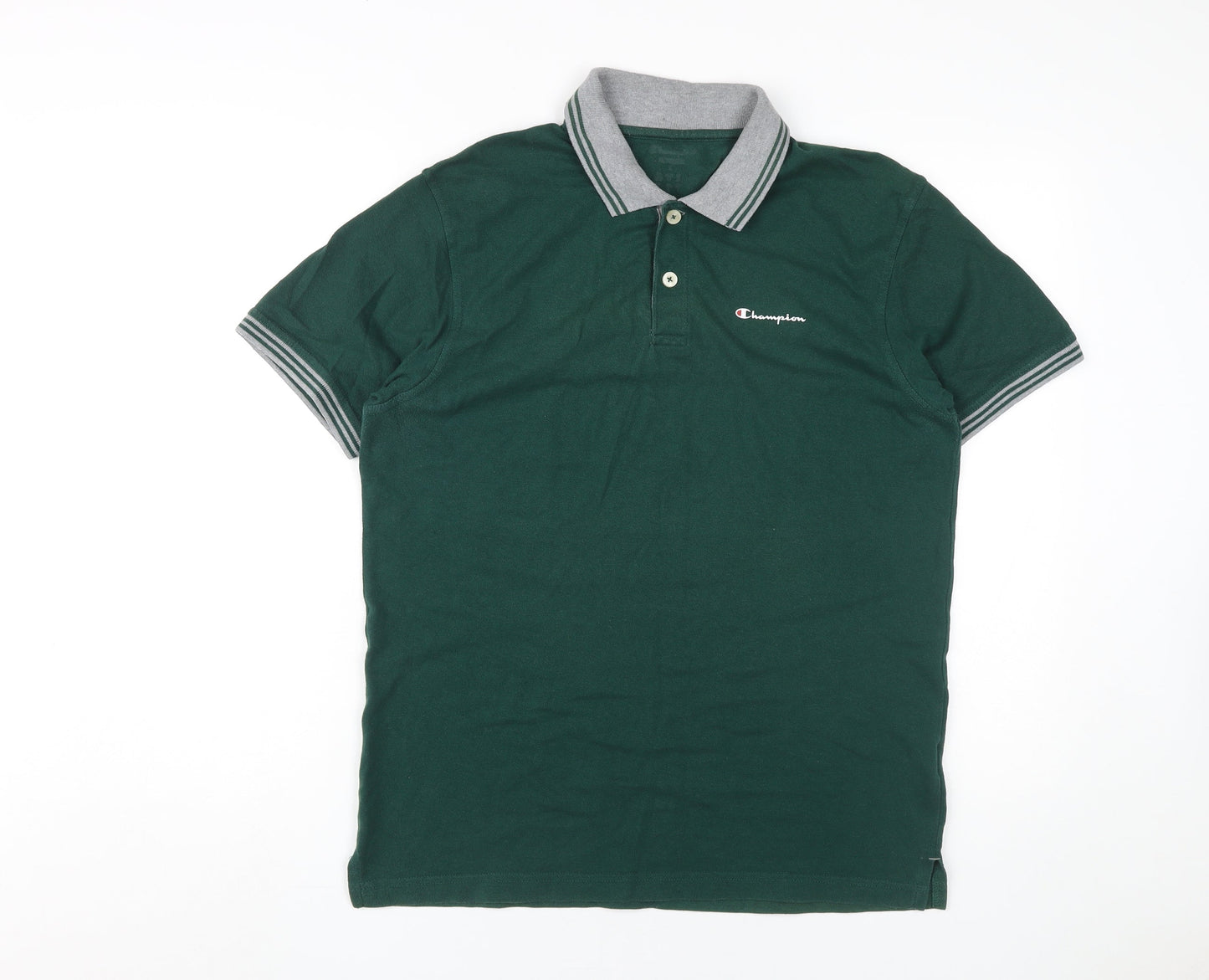 Champion Men's Green Polo Shirt - Medium Size