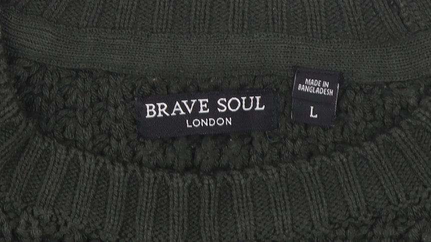 Unisex Adults UK Size L Brave Soul Green Pullover Jumper