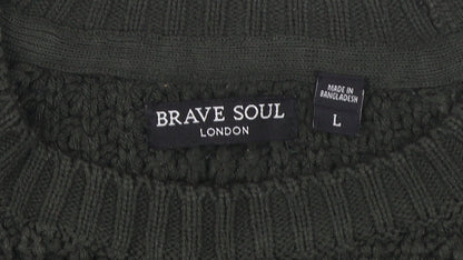 Unisex Adults UK Size L Brave Soul Green Pullover Jumper