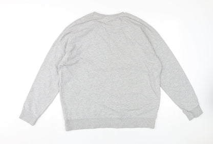 Back view of AC/DC Women's Grey Sequin Logo Sweatshirt, size 14