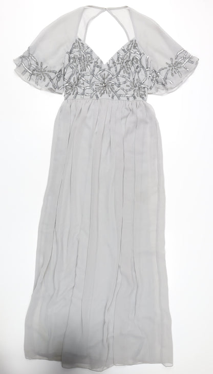 Boohoo Women's Grey Maxi Dress UK 8 Party Wedding