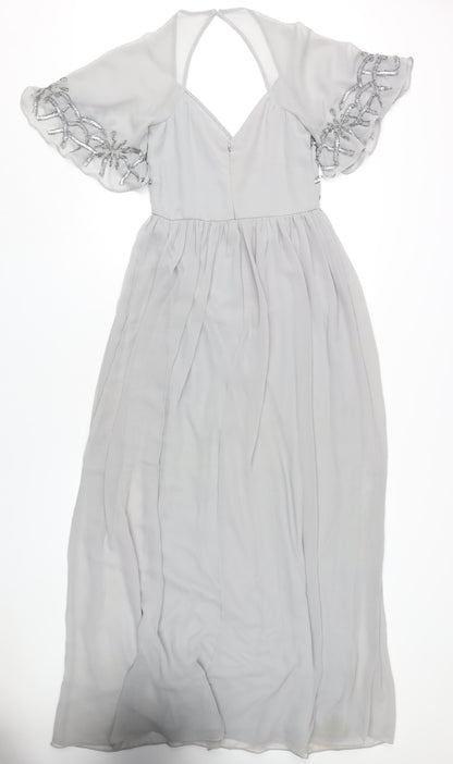 Boohoo Women's Grey Maxi Dress UK 8 Party Wedding