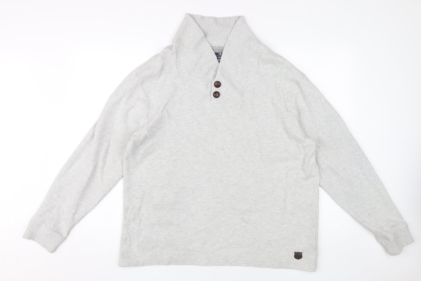 Marks and Spencer Men's Grey Henley Jumper M