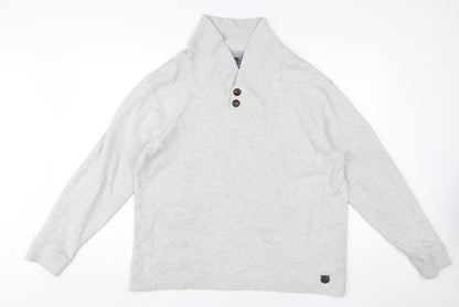 Marks and Spencer Men's Grey Henley Jumper M