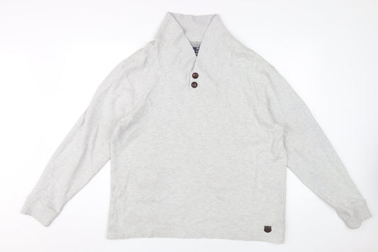 Marks and Spencer Men's Grey Henley Jumper M
