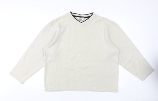 Zantos Men's Beige V-Neck Knit Sweatshirt, Size L