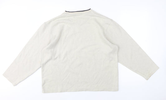 Zantos Men's Beige V-Neck Knit Sweatshirt, Size L