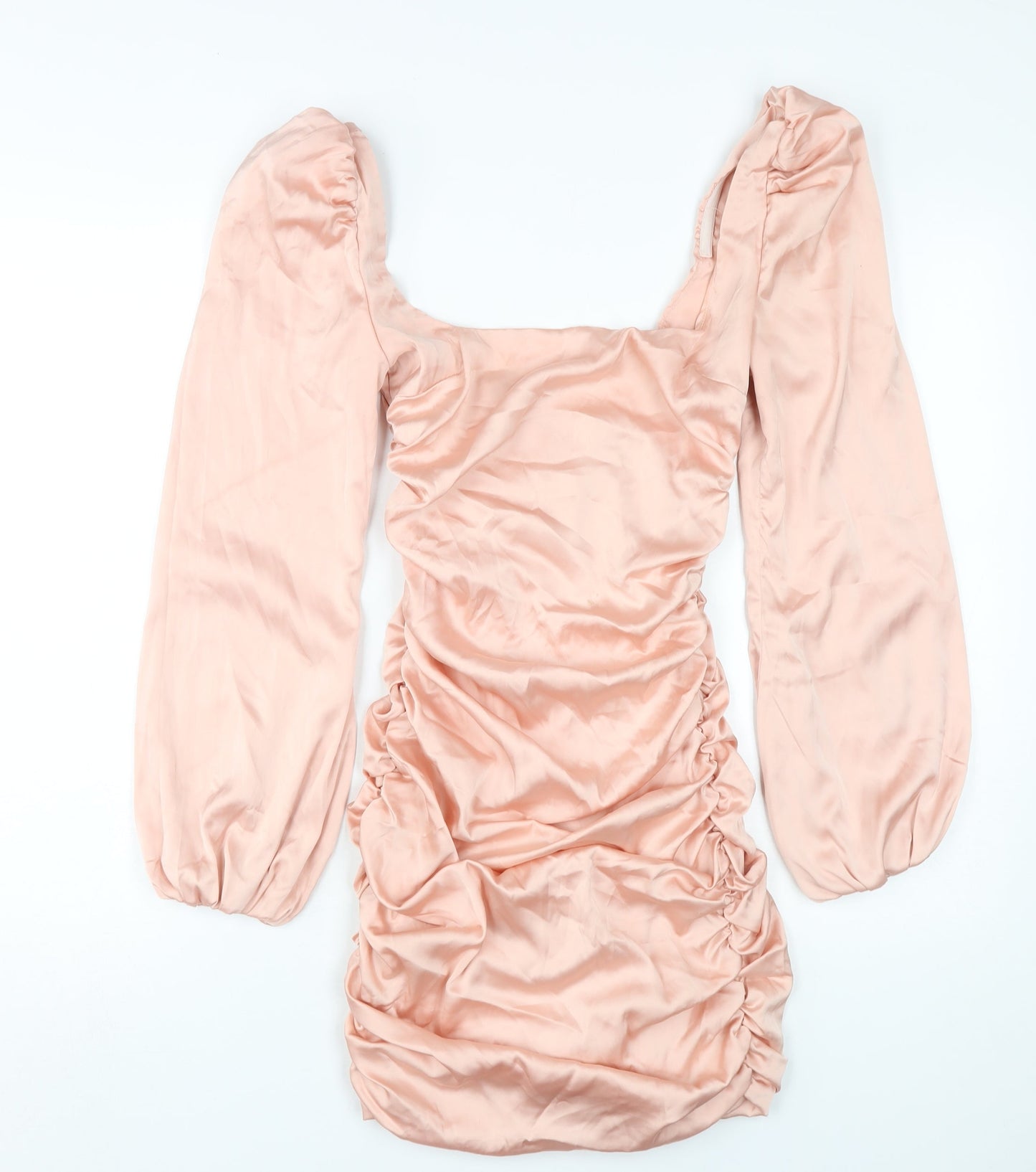 Oh Polly Pink Bodycon Dress, Size 6, Ruched, Party