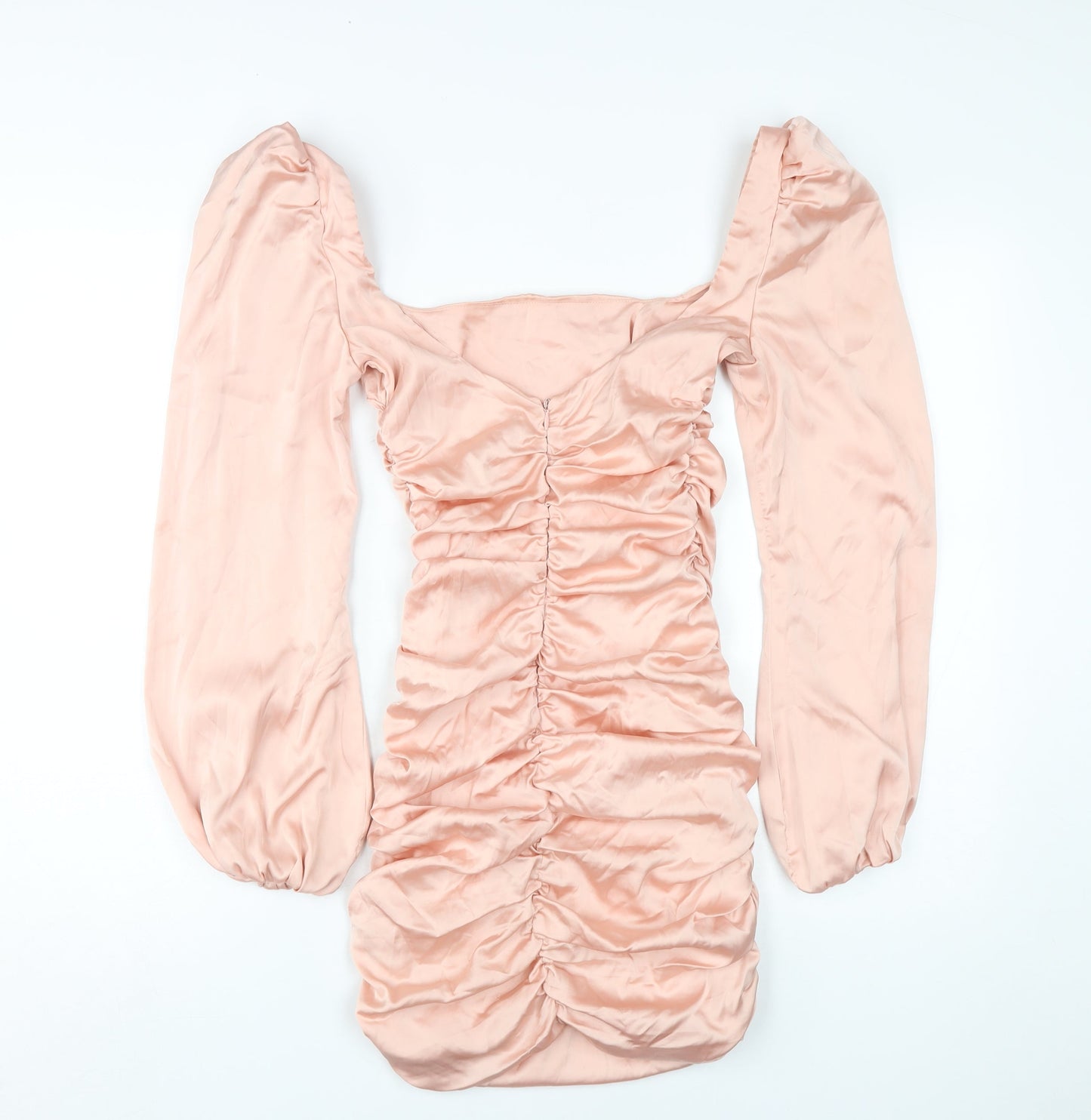 Oh Polly Pink Bodycon Dress, Size 6, Ruched, Party