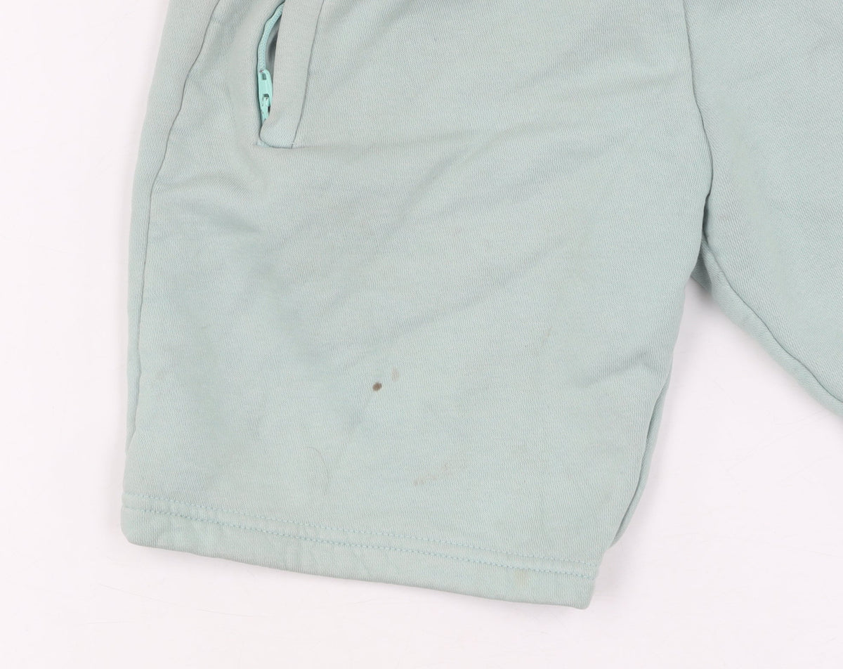 Additional view of Adidas boys’ green sweat shorts, size 9-10, drawstring pockets