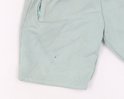 Additional view of Adidas boys’ green sweat shorts, size 9-10, drawstring pockets