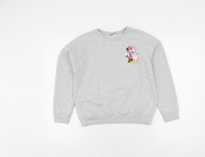 George Girls Grey Minnie Mouse Sweatshirt 9-10Y Pullover Cotton