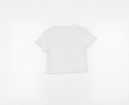 H&M Girls White Mickey T-Shirt Size 10Y - Fun Cartoon Style