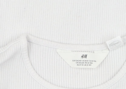 H&M Girls White Mickey T-Shirt Size 10Y - Fun Cartoon Style