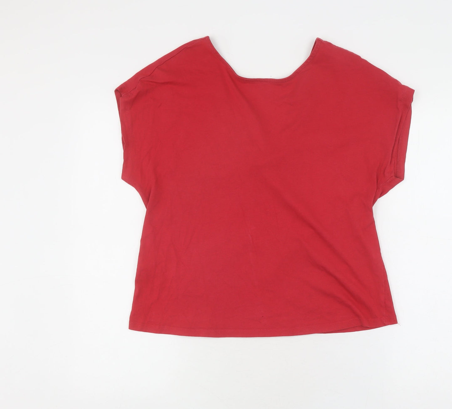 MNG Women’s Red Organic Cotton T-Shirt, Size L, Casual Spring Summer Top