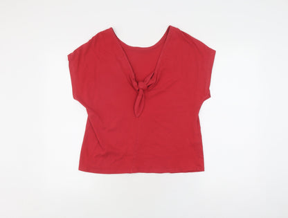 MNG Women’s Red Organic Cotton T-Shirt, Size L, Casual Spring Summer Top