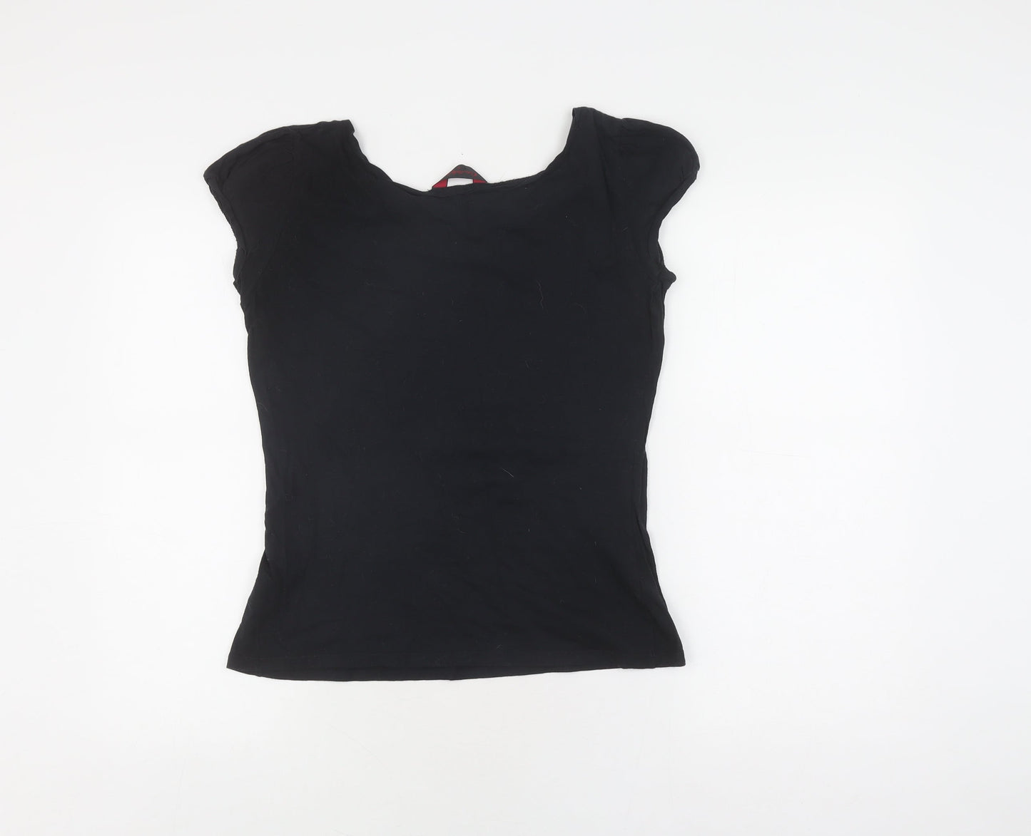 Miss Selfridge Women's Black Embroidered T-Shirt Size 16