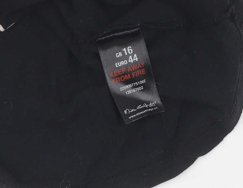 Miss Selfridge Women's Black Embroidered T-Shirt Size 16
