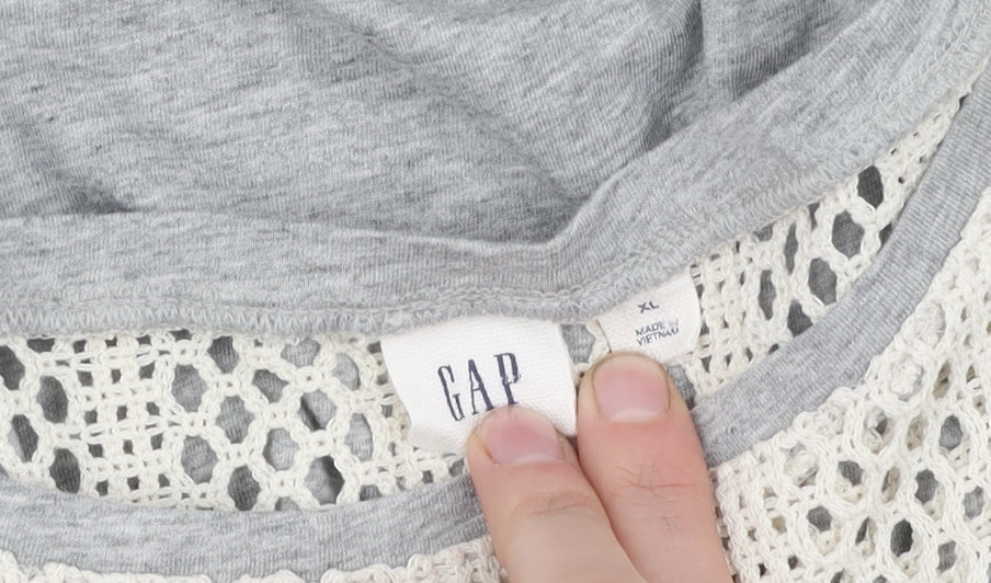 GAP Women's Grey Sleeveless Crochet Accented Dress